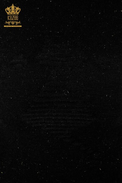 Maglieria da donna all'ingrosso Maglione collo alto in angora nero - 19071 | KAZEE - 3