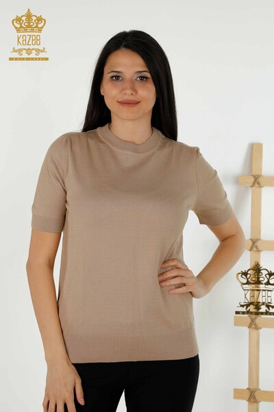 All'ingrosso Maglieria da donna Maglione - Base - Con logo - Beige - 30254 | KAZEE 