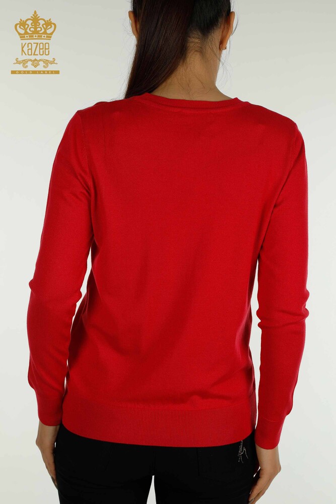 All'ingrosso Maglione Maglieria da Donna - Basic - Con Logo - Corallo - 11052 | KAZEE - 6