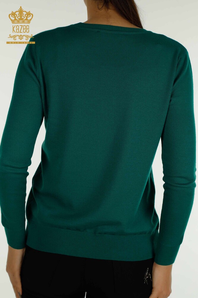 Al'ingrosso Maglione Maglieria da Donna - Basic - Con Logo - Verde - 11052 | KAZEE - 6