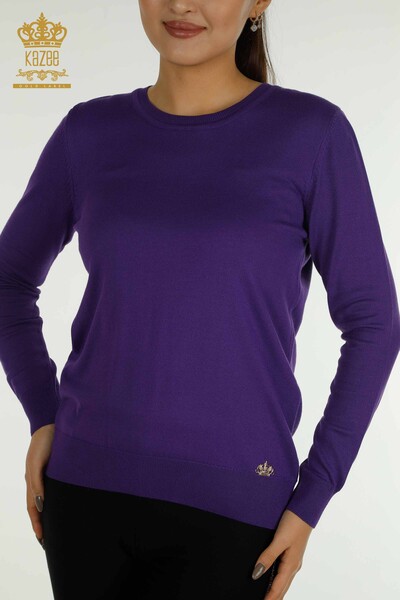 All'ingrosso Maglieria da donna - Basic - Con logo - viola - 11052 | KAZEE - 2