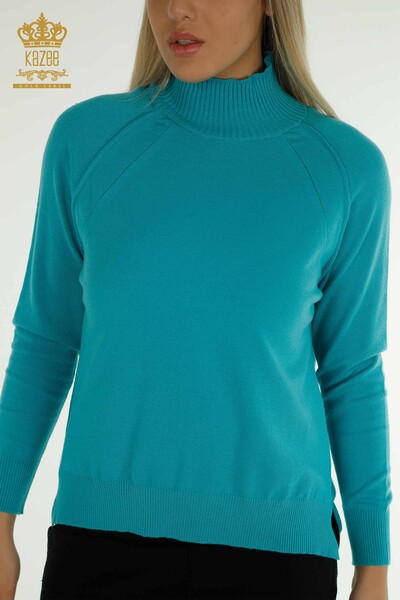 All'ingrosso Maglione di maglieria da donna - Basic - Turchese - 30757 | KAZEE - 2