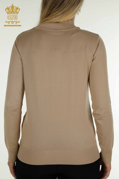 All'ingrosso Maglione di maglieria da donna - colletto rialzato - basic - beige - 30613 | KAZEE - 7