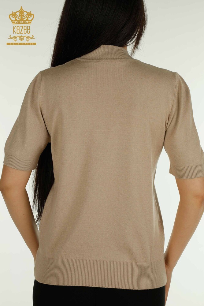 All'ingrosso Maglione di maglieria da donna - Colletto Rialzato - Beige - 30599 | KAZEE - 7