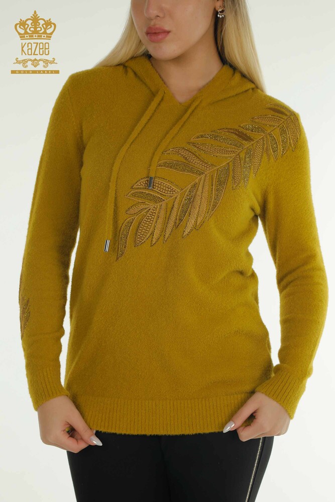 All'ingrosso Maglione Maglieria da donna - con cappuccio - Angora - Senape - 40008 | KAZEE - 3