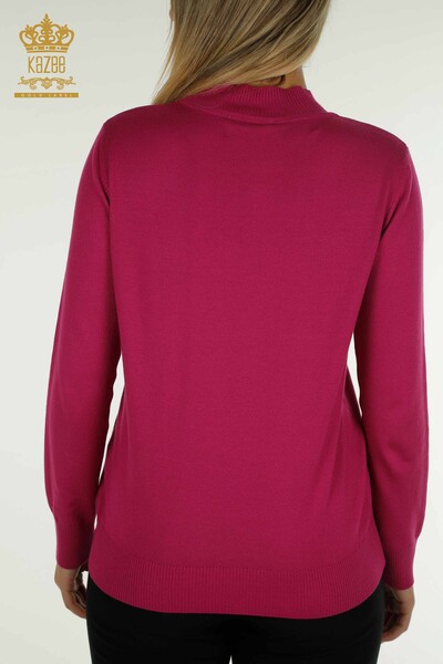 All'ingrosso Maglione Maglieria da Donna - Ricamo Floreale - Fucsia - 30614 | KAZEE - 8