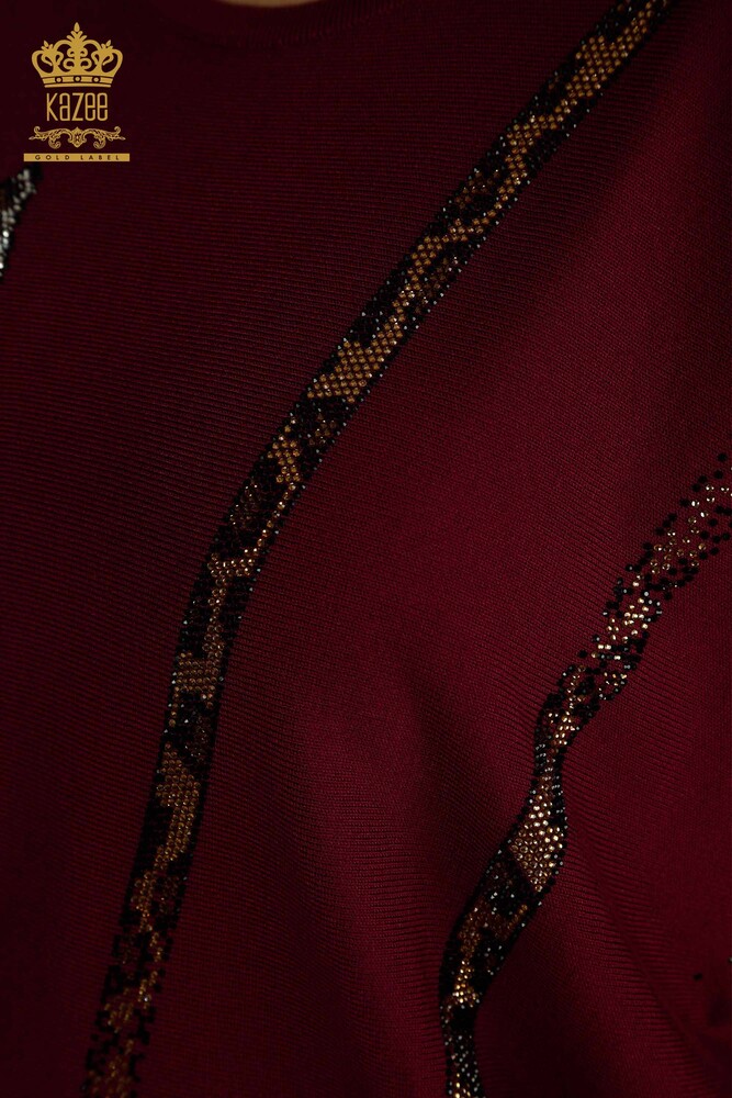 All'ingrosso Maglione Maglieria da Donna - Leopardo Pietra Ricamato - Lilla - 30633 | KAZEE - 3