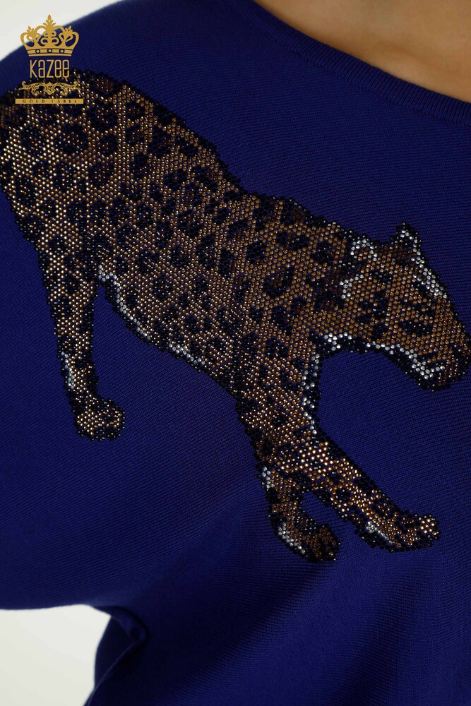 All'ingrosso Maglione di maglieria da donna - Leopardo Pietra Ricamato - Saks - 30633 | KAZEE - 4