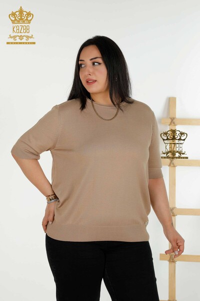 All'ingrosso Donna Maglieria Maglione - Modello Americano - Beige - 30443 | KAZEE 