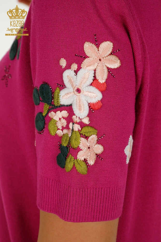 All'ingrosso Maglione Maglieria da Donna - Modello Americano - Fucsia - 16761 | KAZEE - 7