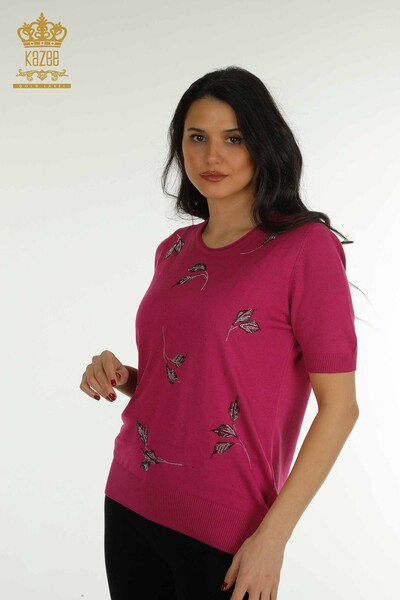 All'ingrosso Maglieria Maglione da Donna - Modello Americano - Fucsia - 30649 | KAZEE - 1