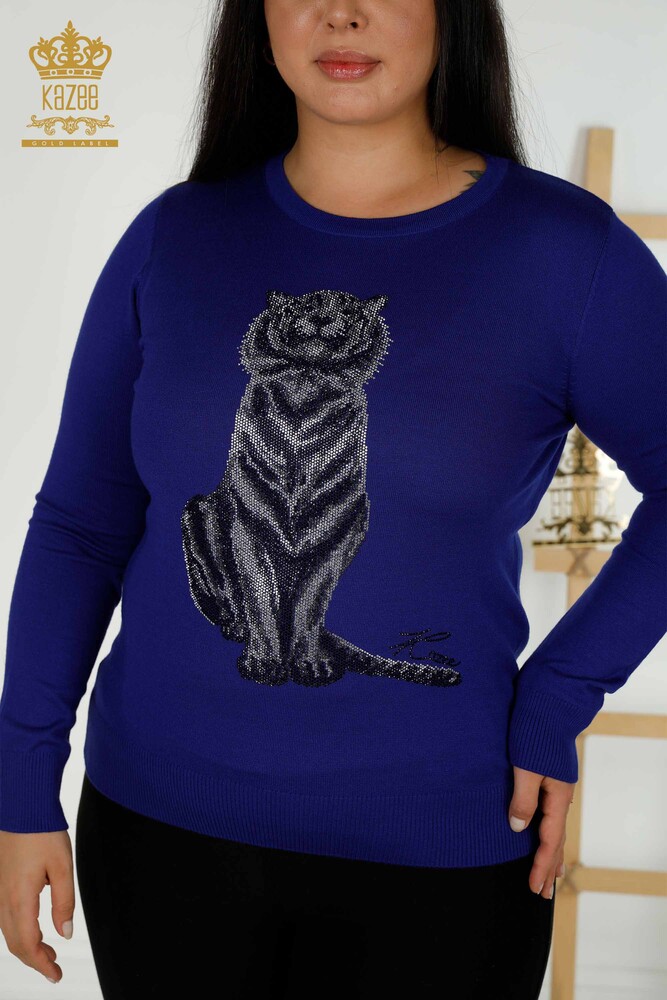 Maglieria da donna all'ingrosso Maglione Tiger Pattern Saks - 30127 | KAZEE - 2