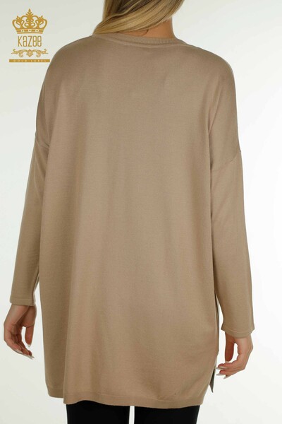 All'ingrosso Maglione di maglieria da donna - Pietra ricamato - beige - 30623 | KAZEE - 8