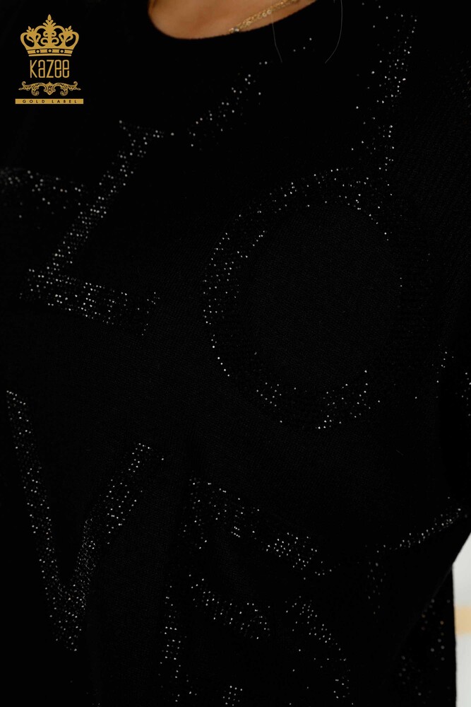 All'ingrosso Donna Maglione maglieria da - Pietra ricamato - nero - 30501 | KAZEE - 4