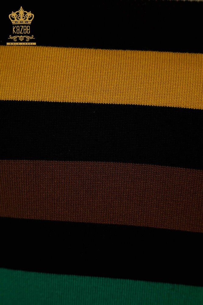 All'ingrosso Maglione di maglieria da donna - A righe - Due colori - Nero zafferano - 30133 | KAZEE - 4