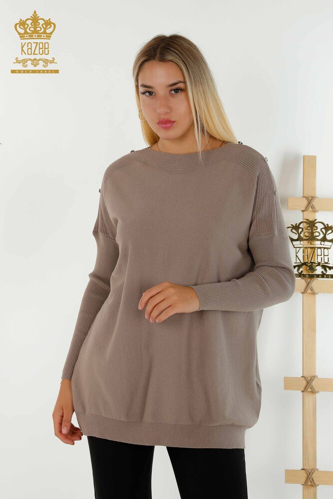 All'ingrosso Maglieria da donna Maglione - Spalle dettagliate - Visone - 30192 | KAZEE - 1