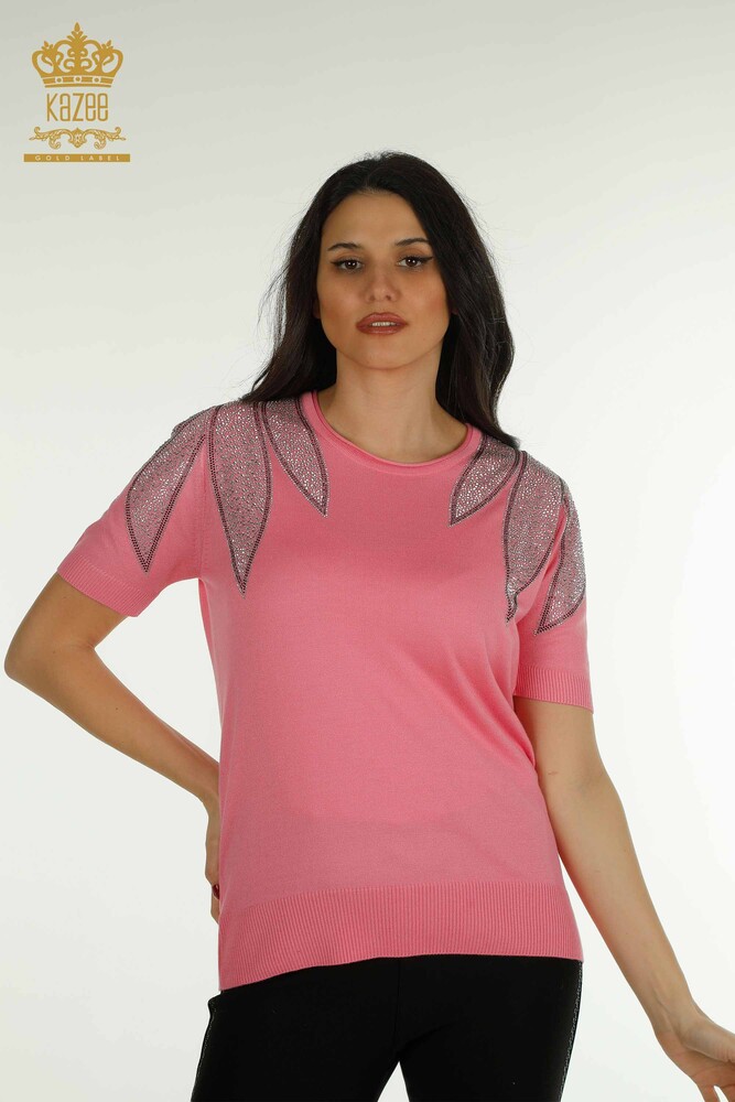 All'ingrosso Maglieria da donna maglione - Spalla Pietra ricamata - rosa - 30792 | KAZEE - 1