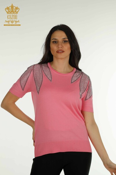 All'ingrosso Maglieria da donna maglione - Spalla Pietra ricamata - rosa - 30792 | KAZEE 