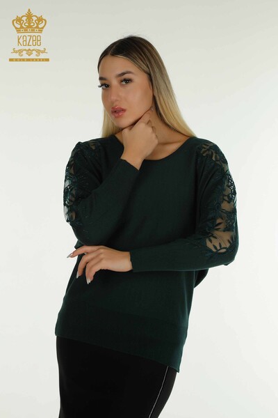 Kazee - All'ingrosso Maglione di maglieria da donna - Tulle dettagliato - Nefti - 15699 | KAZEE