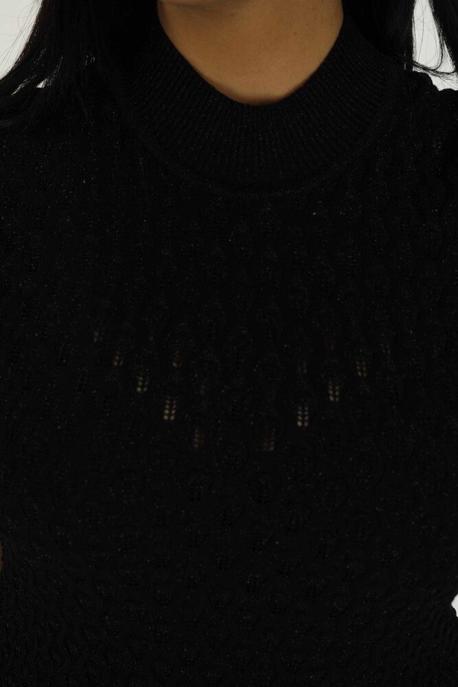 Jersey de punto con purpurina y manga corta con cuello alto Negro - 30035 | KAZEE - 4