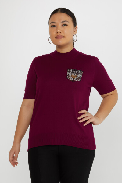 Jersey Punto Mariposa Bordado Piedra Lila - 31552 | KAZEE (Juego de 3 M-L-XL) 