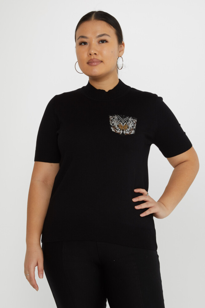 Jersey Punto Mariposa Bordado Piedra Negro - 31552 | KAZEE (Juego de 3 M-L-XL) - 1