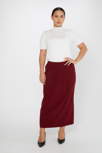 Jupe en tricot avec détail pailleté longue Rouge Claret - 31548 | KAZEE (Lot de 3 L-XL-2XL) - 2