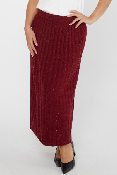 Jupe en tricot avec détail pailleté longue Rouge Claret - 31548 | KAZEE (Lot de 3 L-XL-2XL) - 3