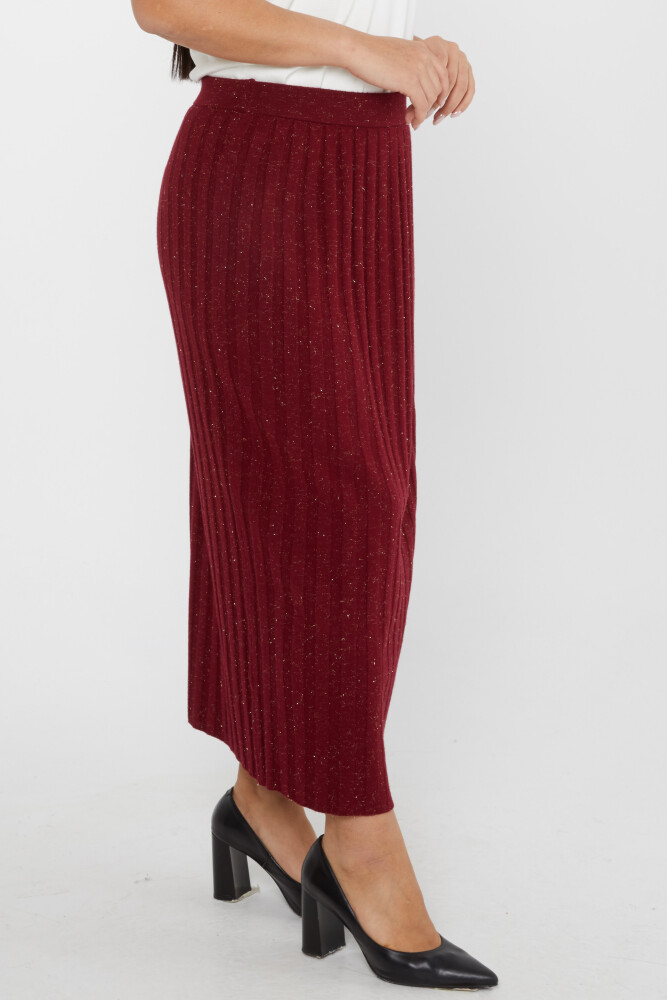 Jupe en tricot avec détail pailleté longue Rouge Claret - 31548 | KAZEE (Lot de 3 L-XL-2XL) - 5