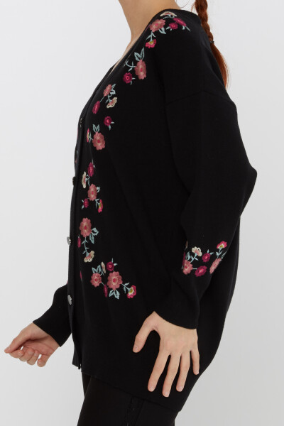 Knitted Cardigan Floral Embroidered Black - 31197 | KAZEE (Set of 3 L-XL-2XL) - 3