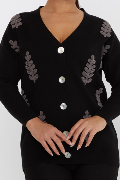 Knitted Cardigan Leaf Pattern Black - 31209 | KAZEE (Set of 3 M-L-XL) - 3