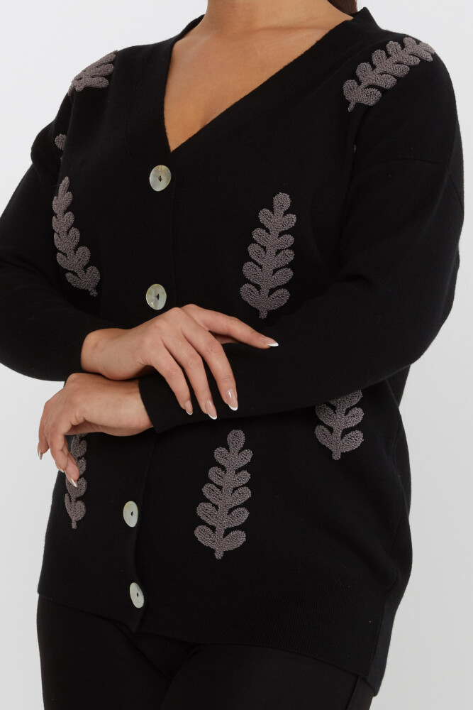 Knitted Cardigan Leaf Pattern Black - 31209 | KAZEE (Set of 3 M-L-XL) - 4