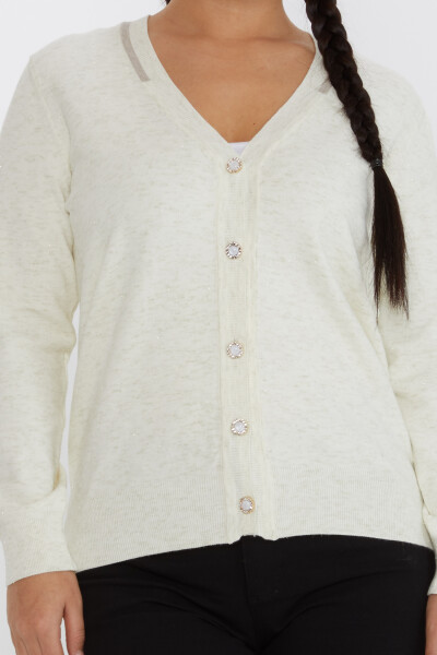 Knitted Cardigan Pearl Button Detail Ecru - 31055 | KAZEE (Set of 4 L-XL-2XL-3XL) - 3