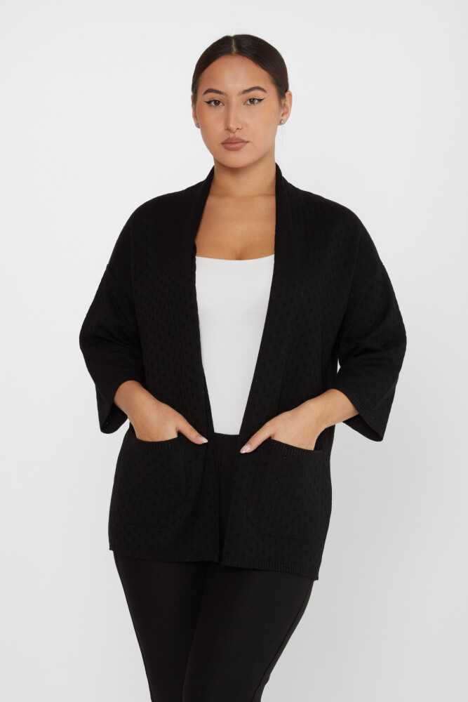 Knitted Cardigan Pocket Detail Black - 30056 | KAZEE (Set of 3 M-L-XL) - 1