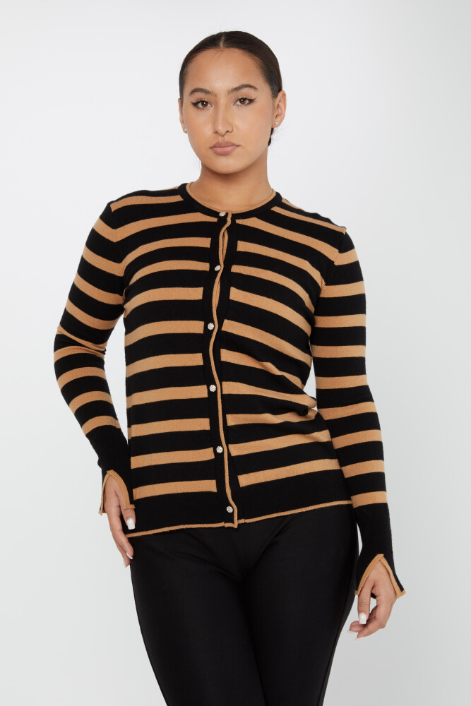 Knitted Cardigan Striped Black-Camel - 2425-31108 | KAZEE (Set of 3 S-M-L) - 1