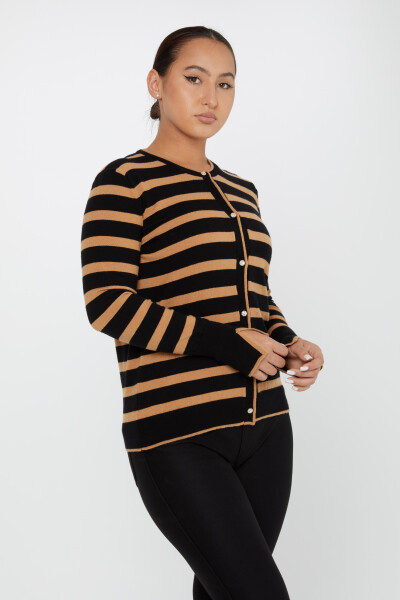 Knitted Cardigan Striped Black-Camel - 2425-31108 | KAZEE (Set of 3 S-M-L) - 2