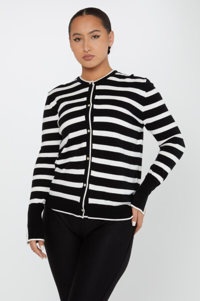 Knitted Cardigan Striped Black-Ecru - 2425-31108 | KAZEE (Set of 3 S-M-L) - 2