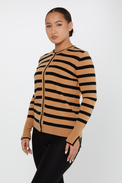 Knitted Cardigan Striped Camel-Black- 2425-31108 | KAZEE (Set of 3 S-M-L) - 2