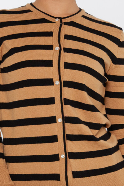 Knitted Cardigan Striped Camel-Black- 2425-31108 | KAZEE (Set of 3 S-M-L) - 3