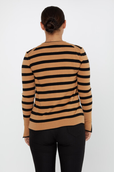 Knitted Cardigan Striped Camel-Black- 2425-31108 | KAZEE (Set of 3 S-M-L) - 5