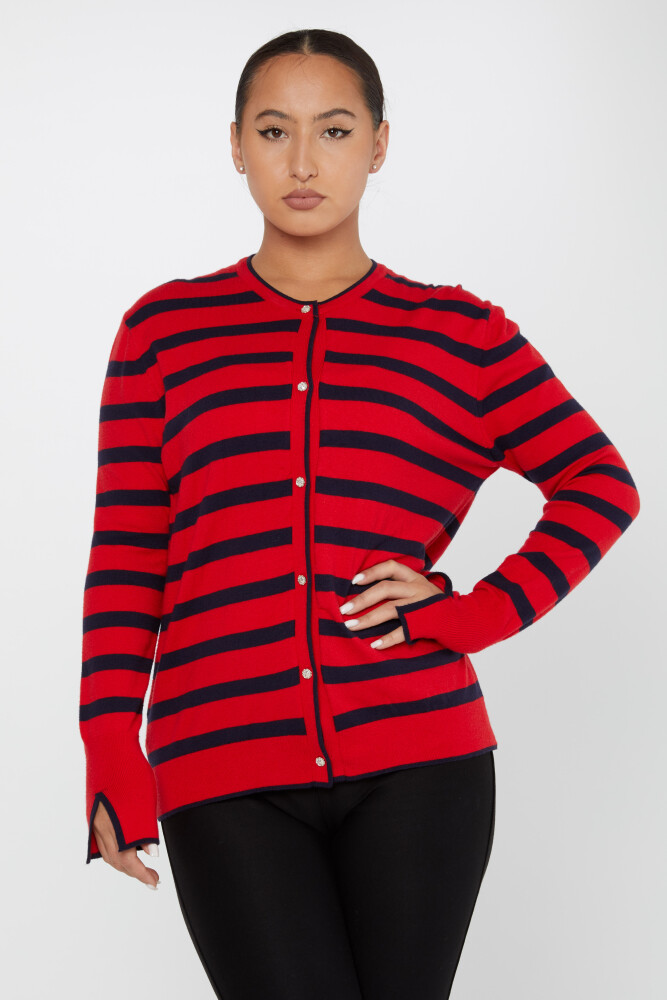 Knitted Cardigan Striped Red-Black- 2425-31108 | KAZEE (Set of 3 S-M-L) - 1