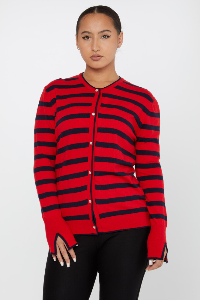 Knitted Cardigan Striped Red-Black- 2425-31108 | KAZEE (Set of 3 S-M-L) - 2