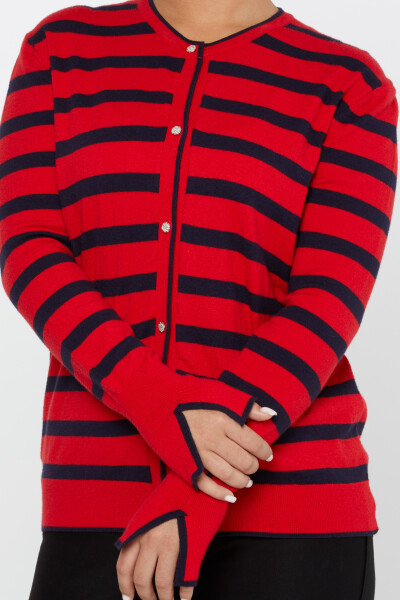 Knitted Cardigan Striped Red-Black- 2425-31108 | KAZEE (Set of 3 S-M-L) - 4