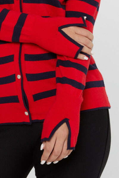 Knitted Cardigan Striped Red-Black- 2425-31108 | KAZEE (Set of 3 S-M-L) - 5