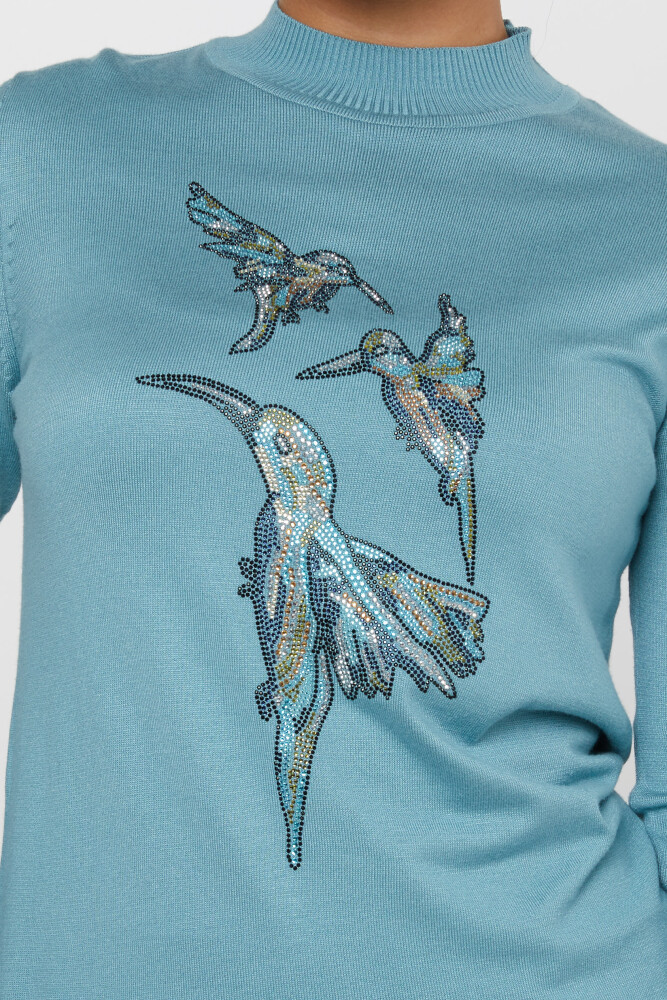 Knitted Sweater Bird Patterned Mint - 31038 | KAZEE (Set of 4 L-XL-2XL-3XL) - 3