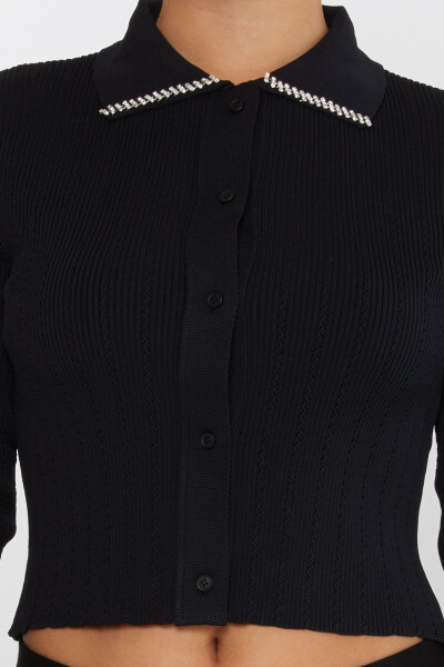 Knitted Sweater Collar Stone Embroidered Black - 31301 | KAZEE (Set of 3 S-M-L) - 3