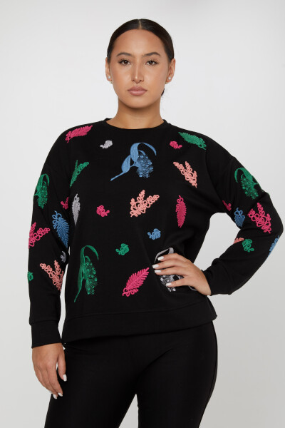 Knitted Sweater Colorful Embroidery Black - 17798 | KAZEE (Set of 3 M-L-XL) - 2