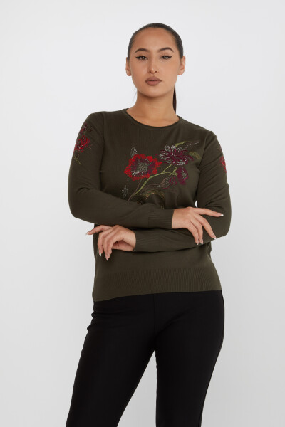 Knitted Sweater Floral Embroidered Vert - 31673 | KAZEE (Set of 3 L-XL-2XL) - 2