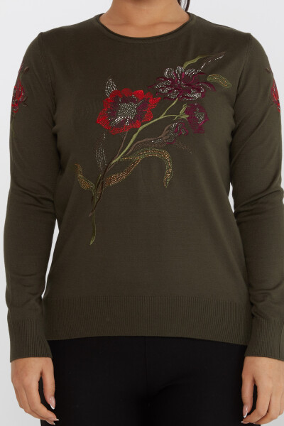 Knitted Sweater Floral Embroidered Vert - 31673 | KAZEE (Set of 3 L-XL-2XL) - 3