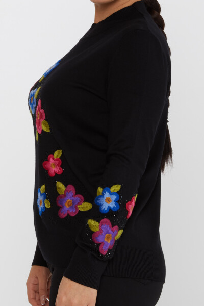 Knitted Sweater Floral Embroidery Black - 31684 | KAZEE (Set of 3 XL-2XL-3XL) - 4